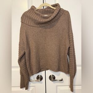 Olive + Oak Chunky Knit Cowl Neck Sweater Brown Boxy Relaxed Fit Size Large
